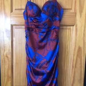 Blue and red bodycon dress